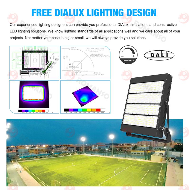 ETL DLC 150LM/W 100W-1200W Holofote LED esquadra o est&aacute;dio de luz LED